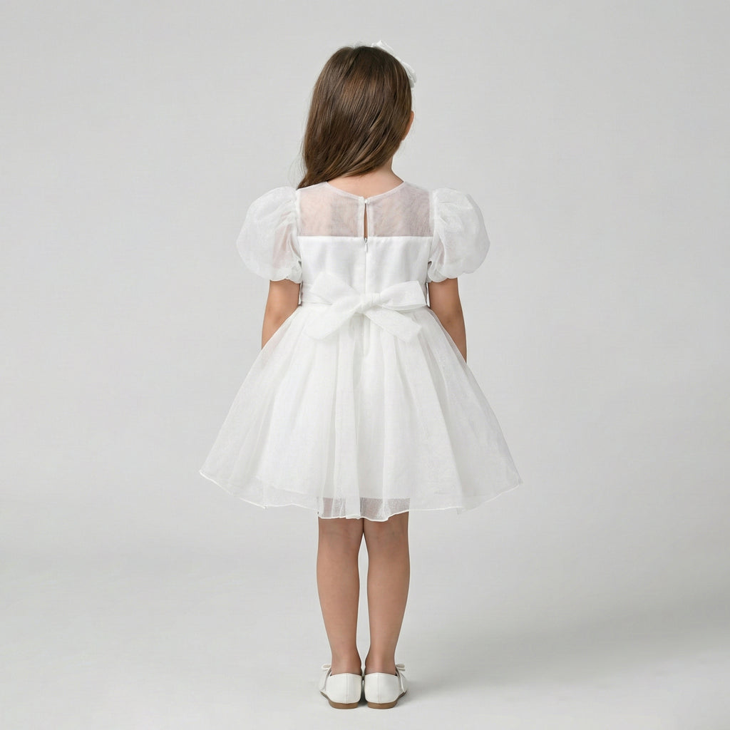 Girls’ Classic Floral Tulle Occasion Dress