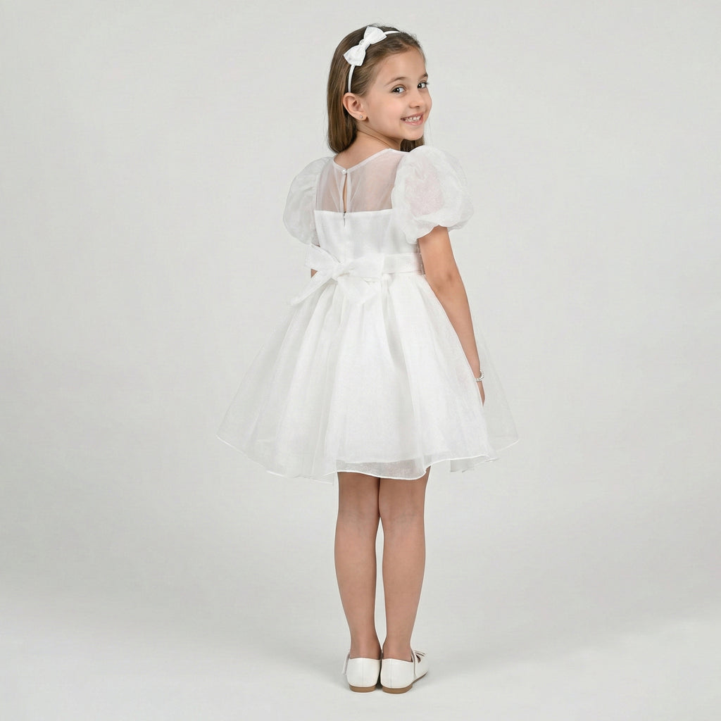 Girls’ Elegant Floral Applique Occasion Dress