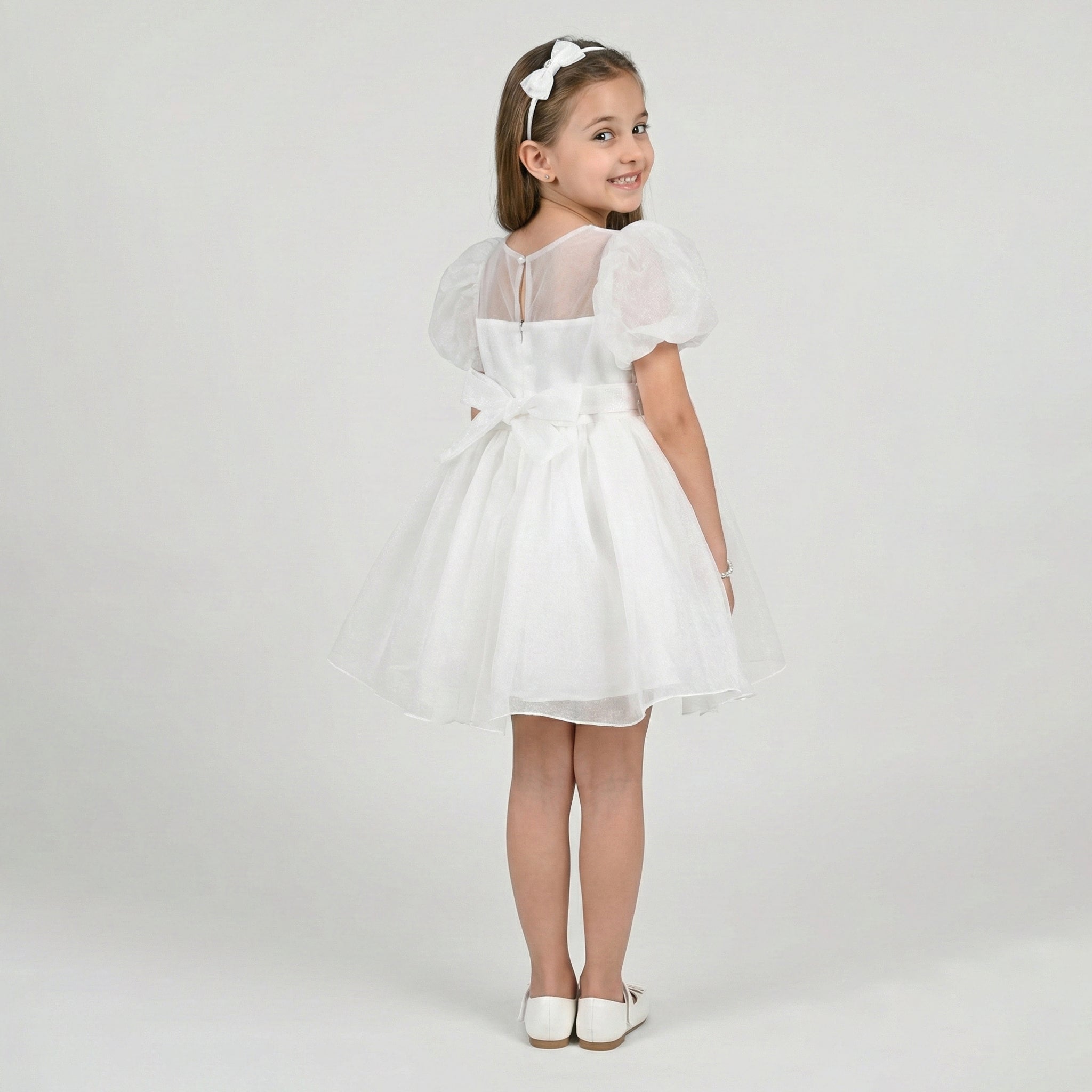 Girls’ Elegant Floral Applique Occasion Dress