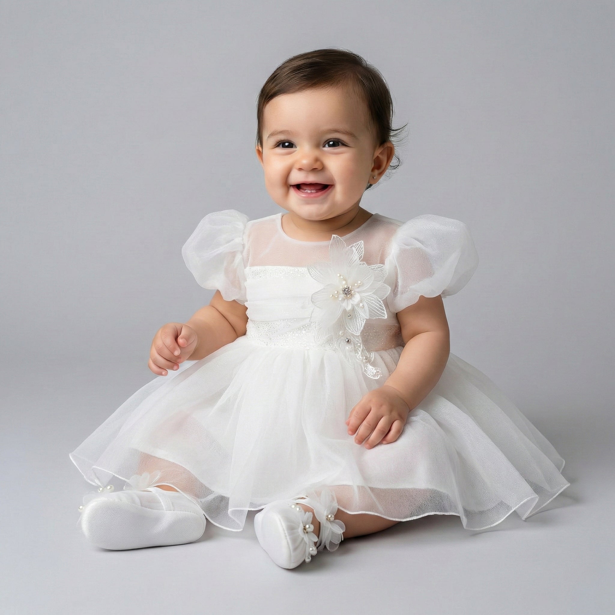 Toddler Floral Accent Tulle Occasion Dress