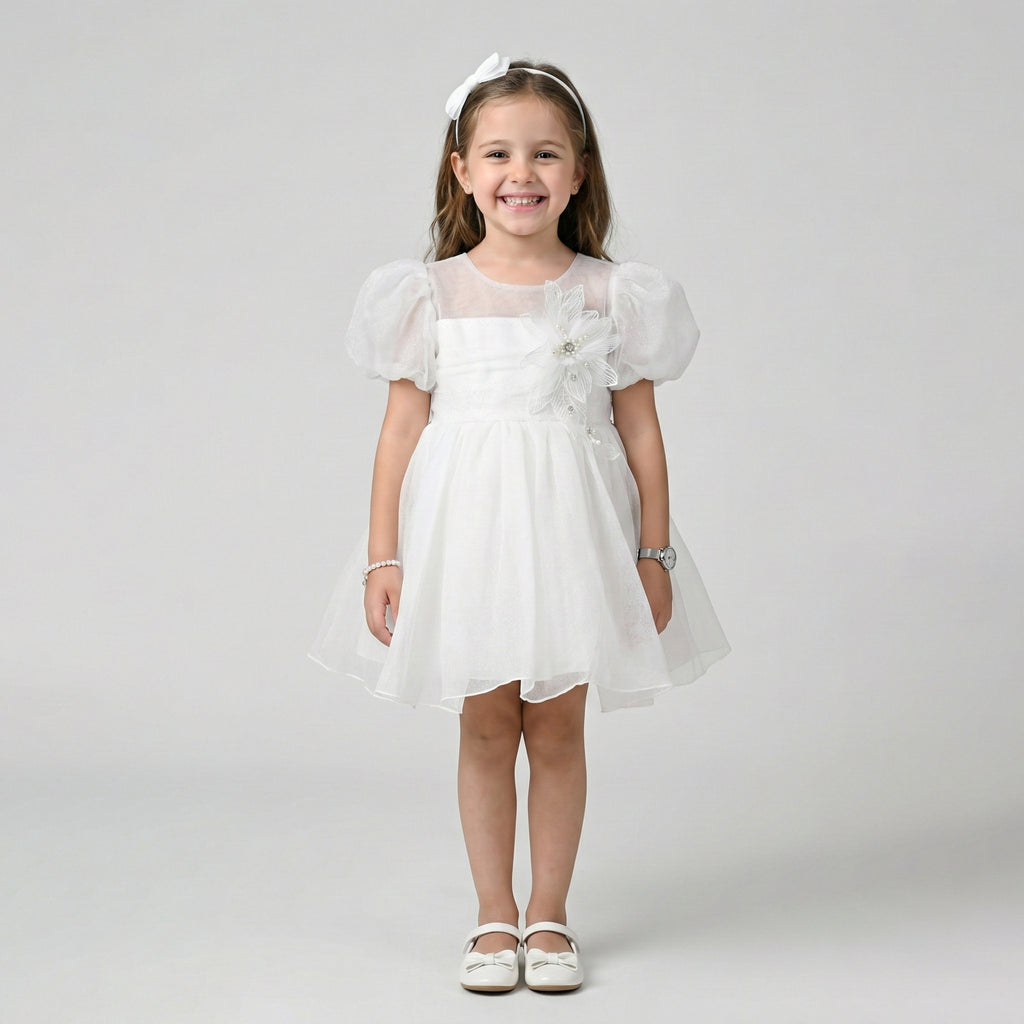 Girls’ Classic Floral Tulle Occasion Dress