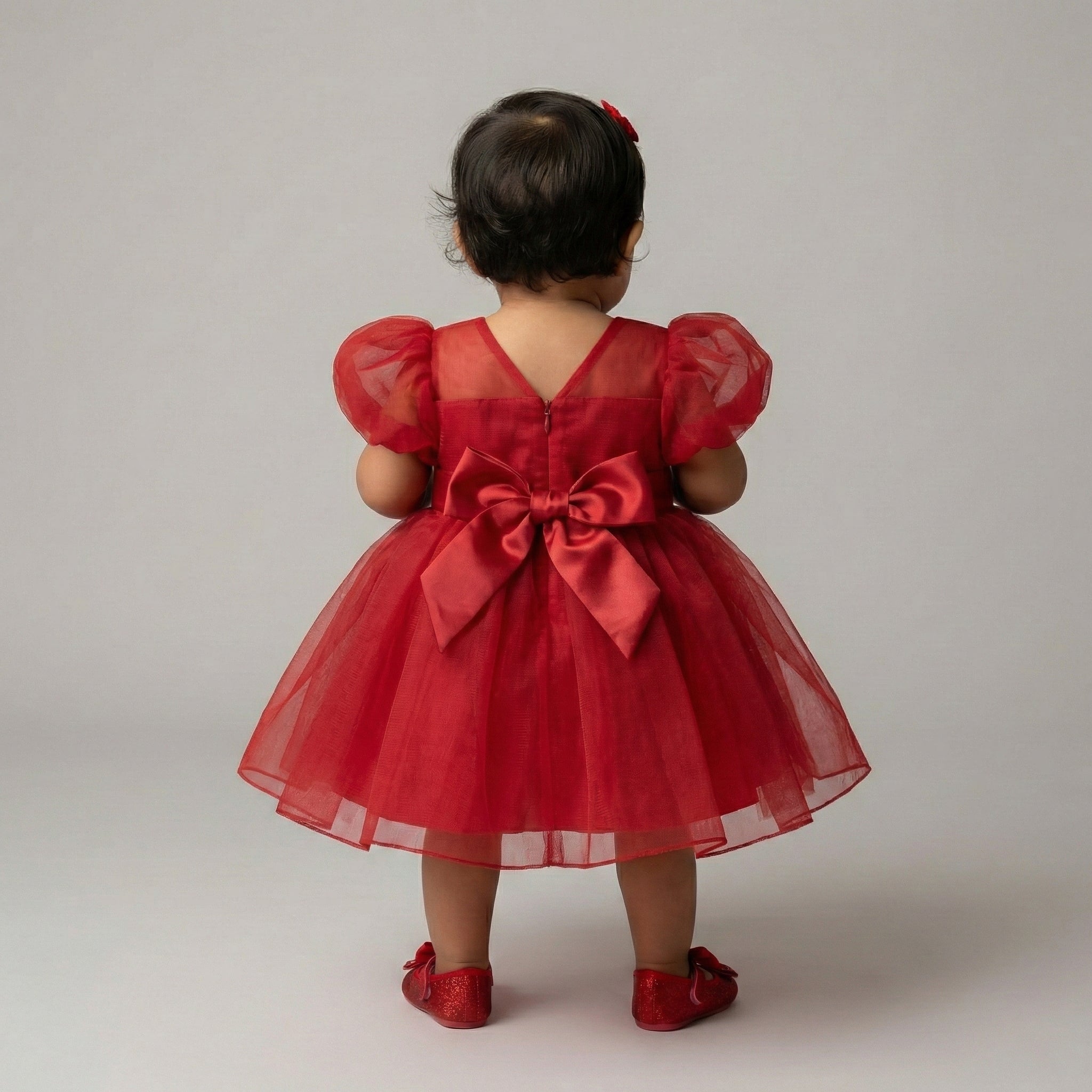 Toddler Tulle Puff-Sleeve Party Dress
