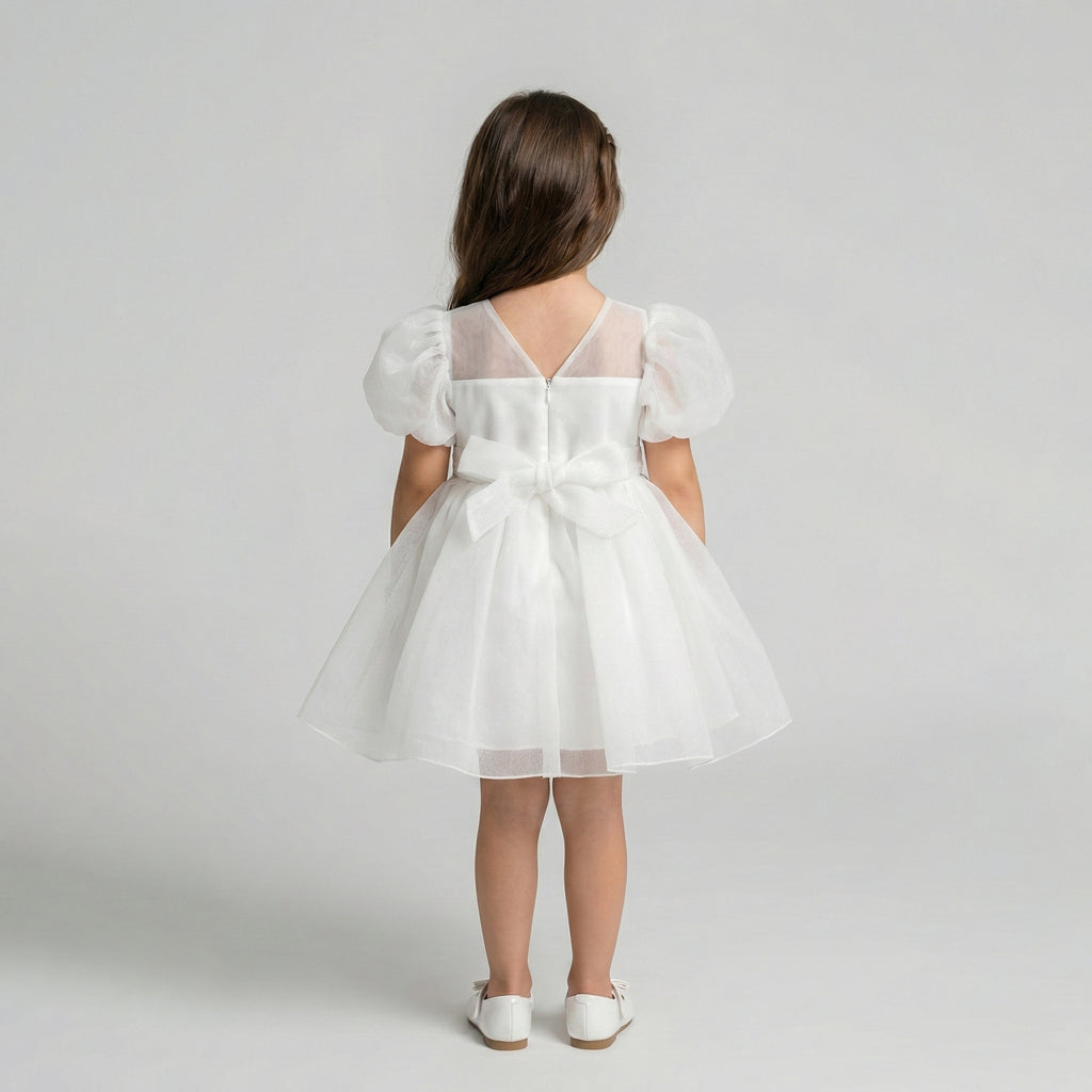 Girls’ Floral Applique Tulle Occasion Dress