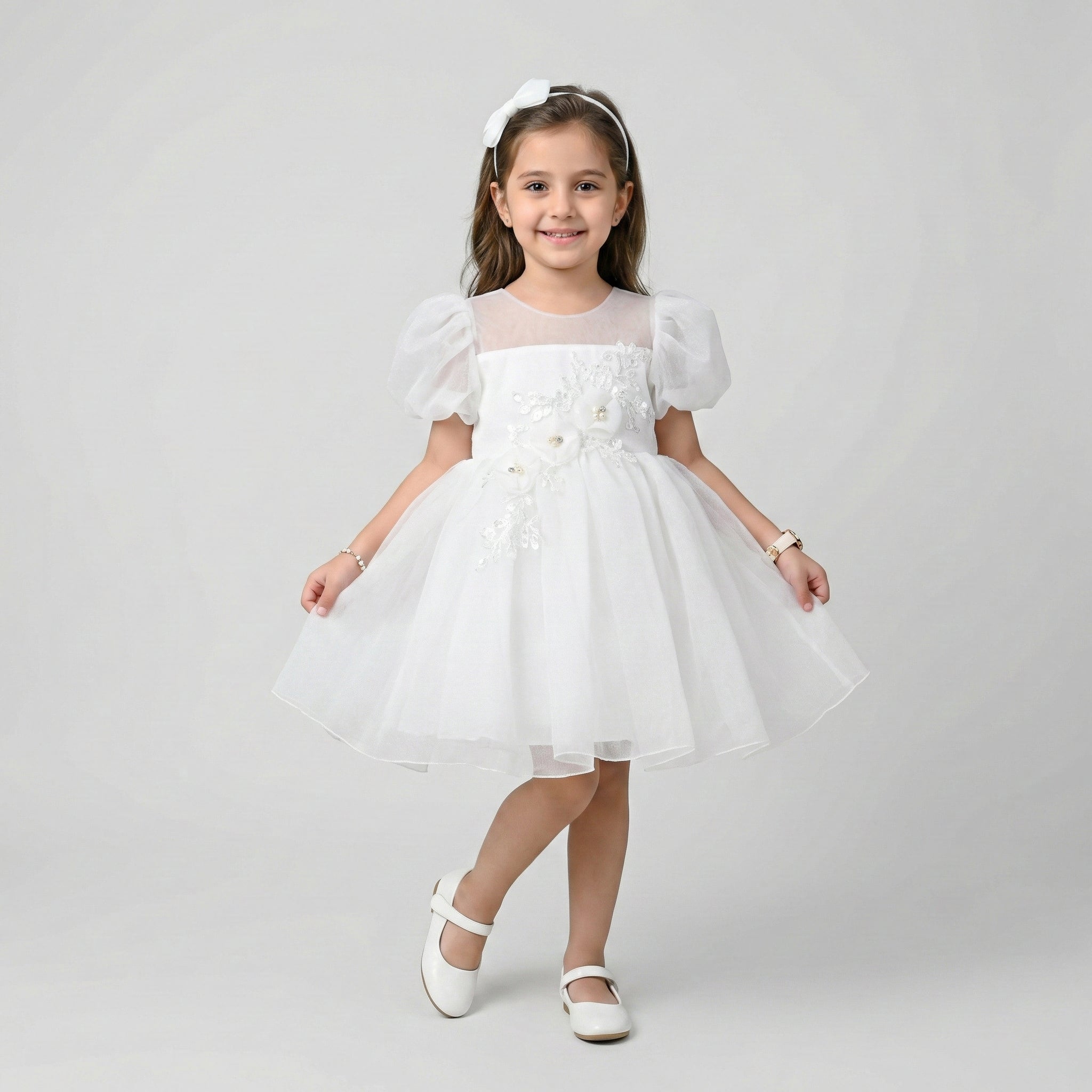 Girls’ Classic Tulle & Floral Formal Dress
