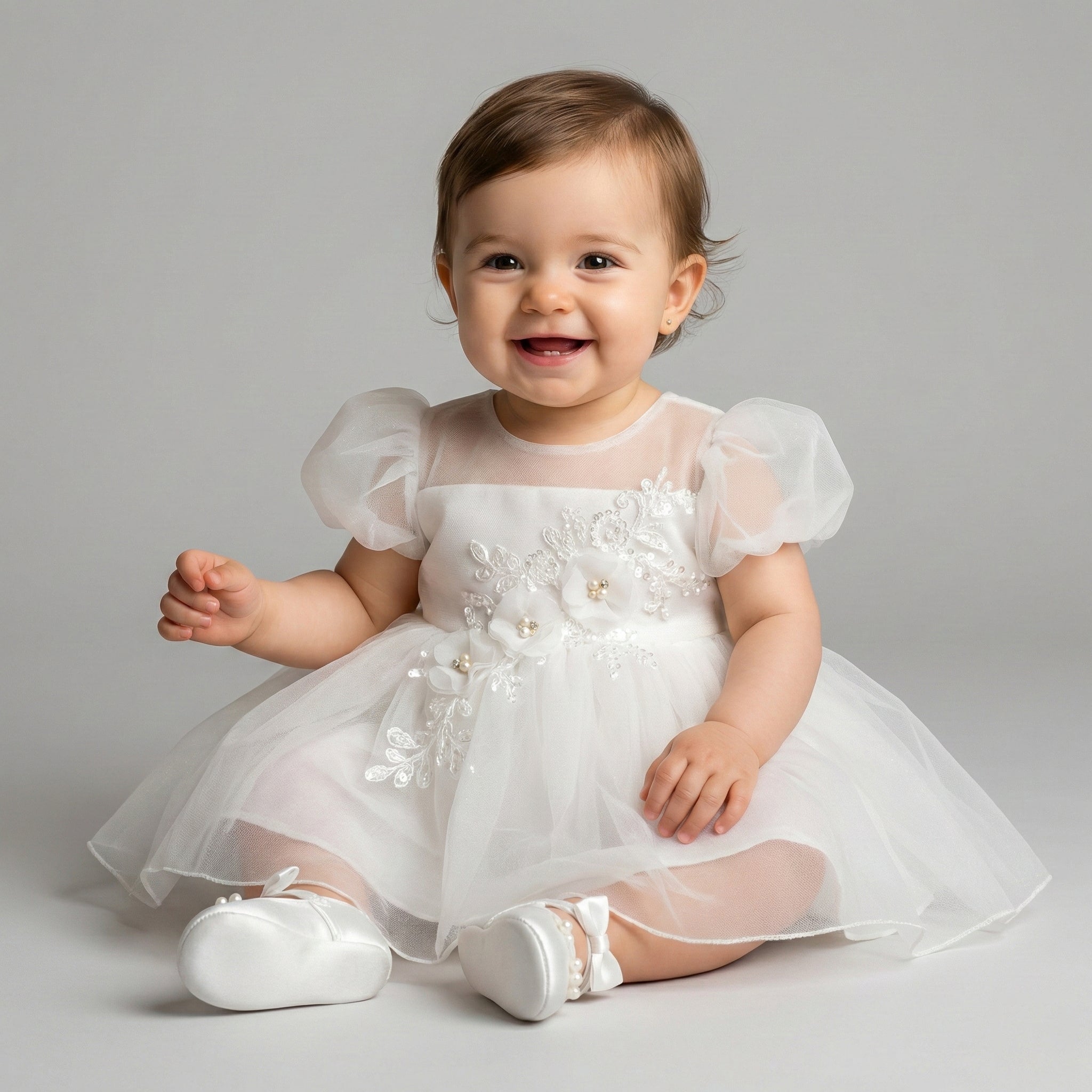 Toddler Tulle Puff-Sleeve Party Dress